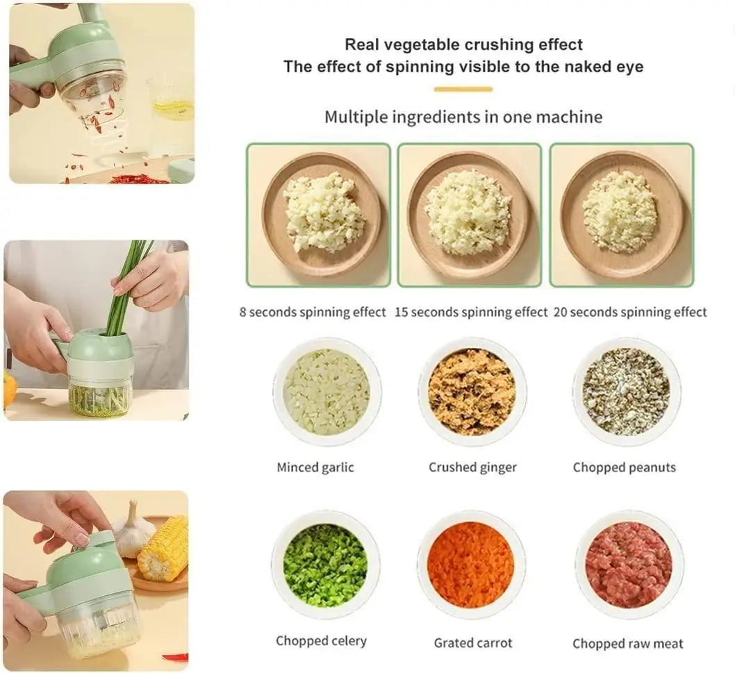 4 In 1 Portable Electric Vegetable Cutter Set