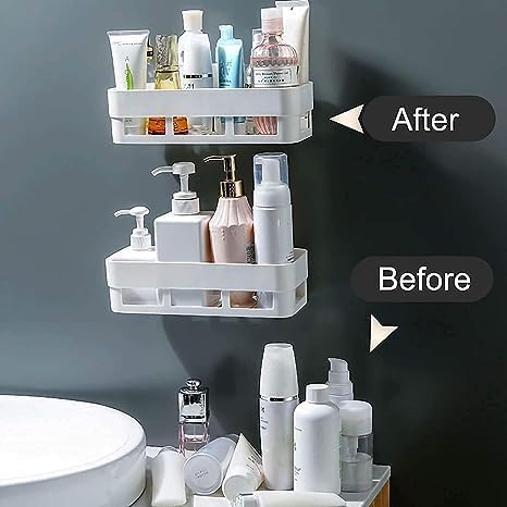 No-Drill Multipurpose Wall Shelf – Self-Adhesive Bathroom & Kitchen Organizer Rack(Pack Of 1)