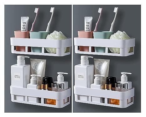 No-Drill Multipurpose Wall Shelf – Self-Adhesive Bathroom & Kitchen Organizer Rack(Pack Of 1)