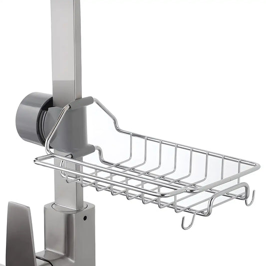 Stainless Steel Faucet Hanging Shelf Sponge Holders With Towel Hangers